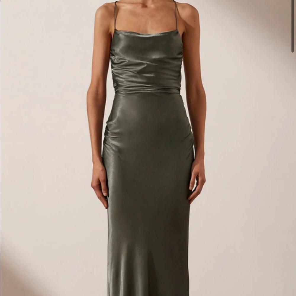 SHONA JOY - LA LUNE LACE BACK MAXI DRESS - OLIVE SIZE 4